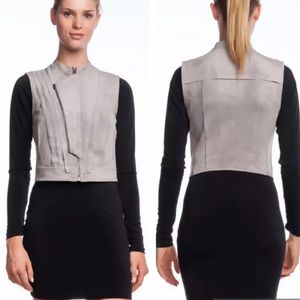 BCBG Max Azria Damien Raw Edge Vest Moss Faux xxs